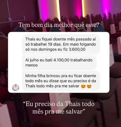 Print de resultado de faturamento de aluna